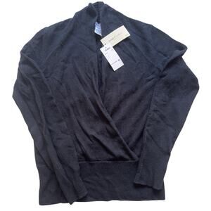 Wendy B. Cashmere Black Wrap Sweater P/S NWT 2-Ply 100% Cashmere